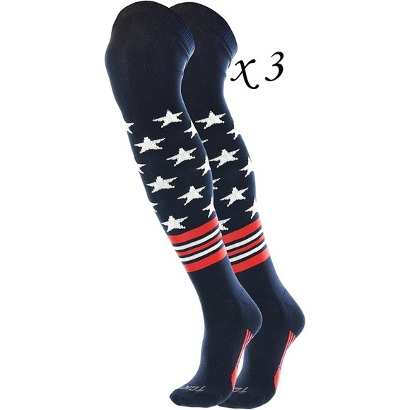 Tck Other - 3 Pairs TCK USA American Flag Stars & Stripes Over the Knee Baseball Socks‎ - M